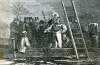 Divers searching for bodies from the Regent's Park ice disaster, January 1867, artist's impression.