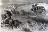 Attack on the Butterfield Overland Stagecoach, Kansas, Winter 1865, artist's impression, detail