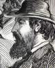 A.R. Waud at Government Auction, Cairo, Illinois, April 1866, self portrait