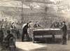 The National Billiards Championship, Irving Hall, New York City, June 1-11, 1863, artist's impression