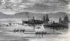 Four-oar sculls national championship boat race, Hudson River, New York, September 25, 1865, artist's impression, detail