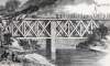 Union troops destroying railroad bridge over Ogeechee River, Georgia, November 30, 1864, artist's impression, detail