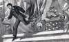 John Wilkes Booth leaping to the stage, Ford's Theater, Washington, DC, April 14, 1865, artist's impression, further detail