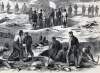 Burial truce following the battle in the Crater, Petersburg, Virginia, July 30, 1864, artist's impression, detail