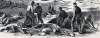 Burial truce after the battle in the Crater, Petersburg, Virginia, July 30, 1864, artist's impression, zoomable image, detail
