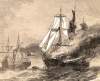 The Confederate raider Nashville burning the American commercial vessel Harvey Birch, November 19, 1861, artist's impression 