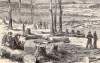 Confederate winter quarters on the Rapidan River, Virginia, January 1864, British artist's impression, detail