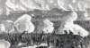 Union's Ninth Corps attacking after the explosion of the mine at Petersburg, July 30,1864, artist's impression, zoomable detail 