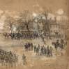 "Chancellorsville During the Battle," May 1, 1863, detail of headquarters, artist's impression