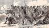 Danish infantry advancing, Battle of Overselk, Schleswig, Denmark, February 3, 1864, British artist's impression, detail