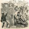 Draft rioters looting a drug store on Second Avenue, New York City, July 1863, artist's impression
