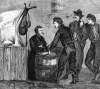 Soldiers casting their ballots on General Election Day, Army of the Potomac, November 8, 1864, artist's impression, detail