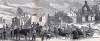Confederate driving captured horses through Emmitsburg, Maryland, July 1863, artist's impression, zoomable image