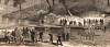 Union regular engineers building a bridge over the Antietam in Maryland, July 11, 1863, artist's impression, detail