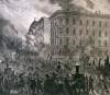 Devastating fire in downtown Cincinnati, Ohio, March 22, 1866, artist's impression, detail