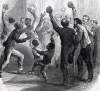Reaction outside the galleries as the House of Representatives passes the Civil Rights Bill, March 13, 1866, artist's impression