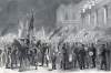 German Singing Societies, evening parade, City Hall Park, July 15, 1865, artist's impression