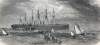 S.S. Great Eastern loading the Atlantic cable, off Sheerness, England, July 1865, artist's impression