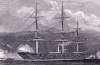 U.S.S. Hartford, flagship of Admiral Farragut, arriving in New York Harbor, August 1863, artist's impression, detail