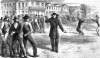 "Wild Bill" Hickok's gunfight with Davis Tutt, artist's impression, Springfield, Missouri, July 21, 1865