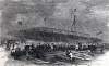 Launch of the U.S.S. Dunderburg ironclad, East River, New York City, July 22, 1865, artist's impression