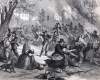Confederate raiders attack Lawrence, Kansas, August 21, 1863, artist's impression, zoomable image
