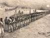 "A Halt in Line of Battle," Edwin Forbes, copper plate etching, 1876, detail, zoomable image