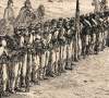 "A Halt in Line of Battle," Edwin Forbes, copper plate etching, 1876, detail