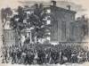 President Lincoln visits the home of Jefferson Davis in Richmond, Virginia, April 4, 1865, artist's impression, zoomable image