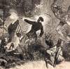 Death of U.S. Army courier Lieutenant F.J.H. Beever during North Dakota campaign, artist's impression, detail 