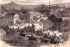 John Hunt Morgan's Confederate raiders skirmishing through Washington, Ohio, July 24, 1863, artist's impression, zoomable image
