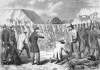 Confederate prisoners clearing land-mines, Fort McAllister, Georgia , December 1864, artist's impression, zoomable image