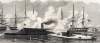 U.S.S. Monitor and C.S.S. Virginia in action off Newport News, March 9, 1862, artist's impression, detail