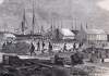Union Army Ordnance Depot, Morris Island, Charleston Harbor, August, 1863, artist's impression, detail