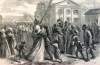 African-American Infantry mustering out, Little Rock, Arkansas, April, 1866, artist's impression, zoomable image