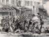 Rioters clashing with Army and Militia Units, First Avenue, New York City, July 13, 1863, British artist's impression, detail