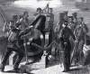 Gun crews of U.S.S. Richmond bombarding Port Hudson, Louisiana, June, 1863, artist's impression, detail