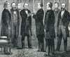 Andrew Johnson taking the Oath of Office as President, Kirkwood House, April 15, 1865, artist's impression, detail