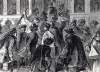 The rush to the oil drilling fields of Pennsylvania, January 1865, artist's impression, detail