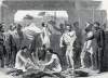 Clothing issue, released Union prisoners of war, Charleston, South Carolina, December 1864, artist's impression, zoomable image