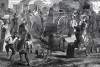 Confederate refugees moving south from Atlanta, October, 1864, artist's impression, further detail
