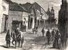 Santiago, Chile, near the Church of the Compania, December 1863, artist's impression