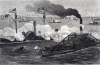 C.S.S. Selma striking its colors to the U.S.S. Metacomet, Battle of Mobile Bay, August 5, 1864, artist's impression