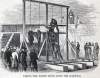 The bodies of the executed conspirators being taken down, Old Penitentiary, Washington D.C., July 7, 1865, artist's impression