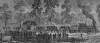 Reinforcements for the Union Fifth Corps arriving by military railroad, October 1864, artist's impression, detail