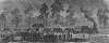 Reinforcements for the Union Fifth Corps arriving by military railroad, October 1864, artist's impression, zoomable image