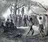 "Hanging and Flogging," from Frederick Sumner's, "Rebel Barbarities in Texas," artist's impression, detail