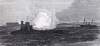 U.S.S. Catskill in action against a blockade runner, Charleston Harbor, South Carolina, Summer 1863, artist's impression.