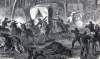 Confederate attack on Union wagons, Mansfield, Louisiana, April 8, 1864, artist's impression, detail