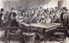 Dispensing Relief to disabled soldiers and their families, New York City, April 1866, artist's impression